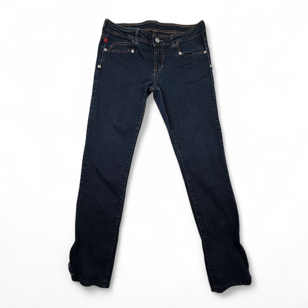 Y2k Fire Skinny Jeans Dark Rinse Ankle Zip Junior's 32" Waist Vintage